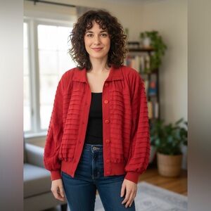 Vintage 100% Silk Bombers Jacket oversized Size M Perlita Brend Pleated design